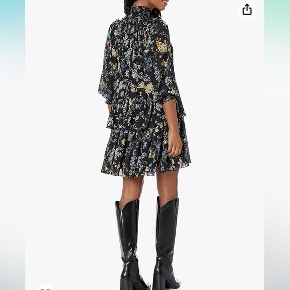 Cinq à Sept Melony Smocked Floral Print Dress  Size 0 - Picture 3 of 9